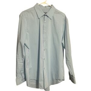 Van Heusen Flex Men's Long Sleeve Shirt Green/Aqua Plaid Size 16.5 32/33 Large